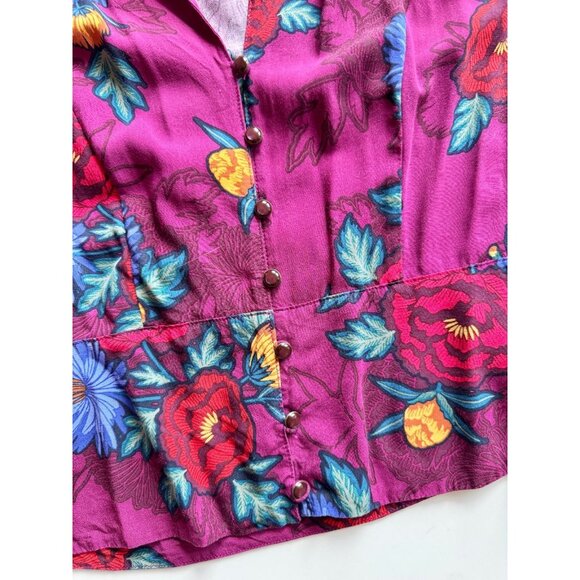 MOULINETTE SOEURS x ANTHROPOLOGIE Maisie Purple Floral Wrap Blouse Top, Size 4 - Picture 9 of 13